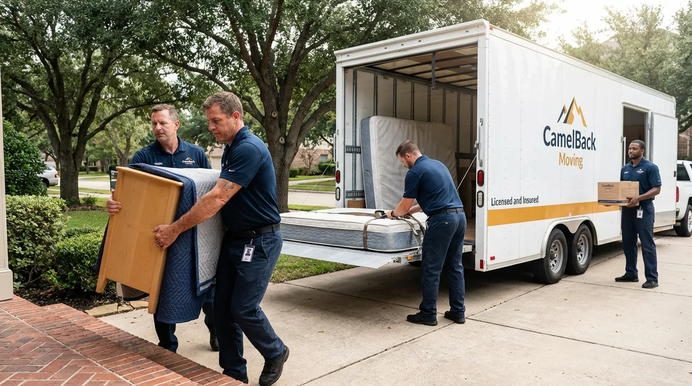 Crew loading residential truck for cross-state move from Yreka, CA
