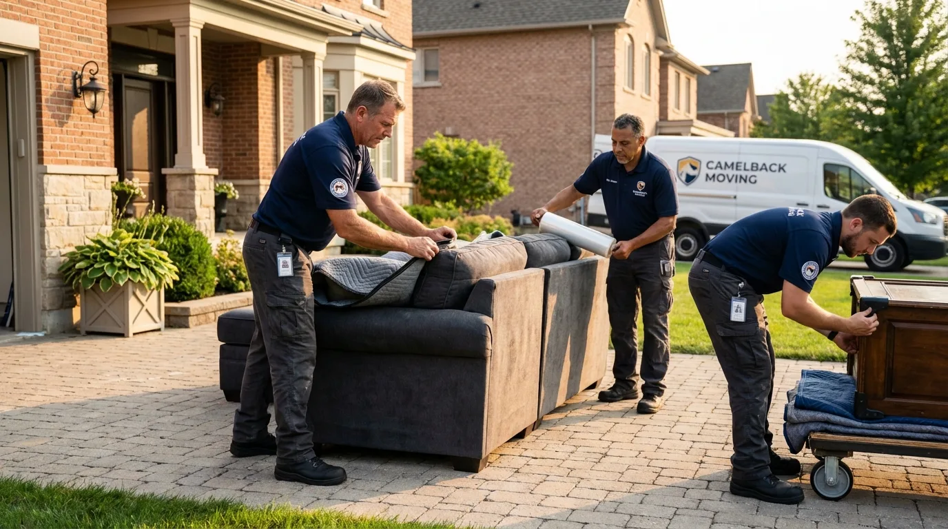 Large estate moving crew wrapping furniture in Yreka, CA