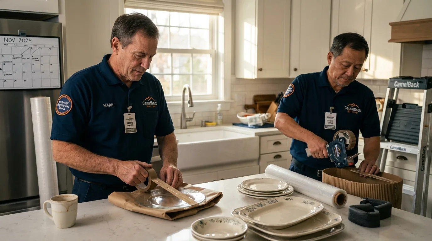 Professional crew packing kitchen dishware in Yreka, CA